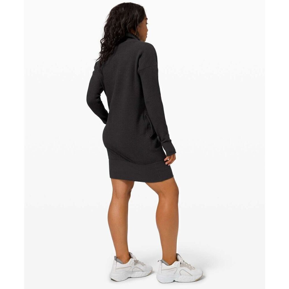 Lululemon Athletica Size 4 Black Call for Cozy Dress Orig. MSRP $168 Ribbed - Picture 2 of 9